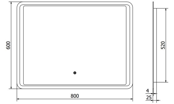 Mexen Zusa καθρέφτης μπάνιου με φωτισμό 80 x 60 εκ, LED 6000K, αντιθάμβωση