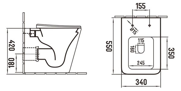 Mexen Cube λεκάνη τουαλέτας δαπέδου Rimless με κάθισμα soft-close slim, duroplast, μαύρο