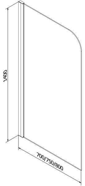 Mexen Cubik ορθογώνια μπανιέρα 150 x 70 cm με επένδυση και μονόφυλλο παραβάν 70