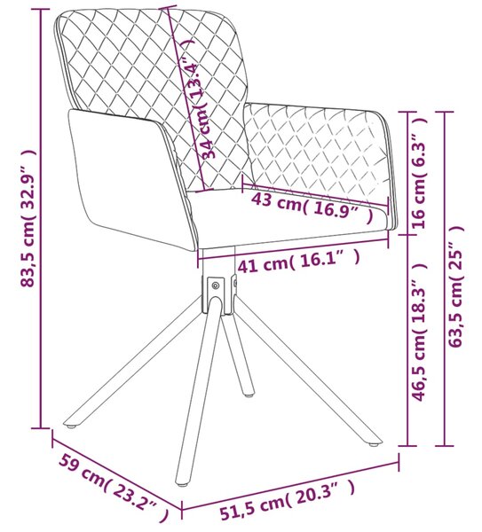 VidaXL Καρέκλες Τραπεζαρίας Περιστρεφόμενες 2 τεμ. Σκ. Γκρι Βελούδινες