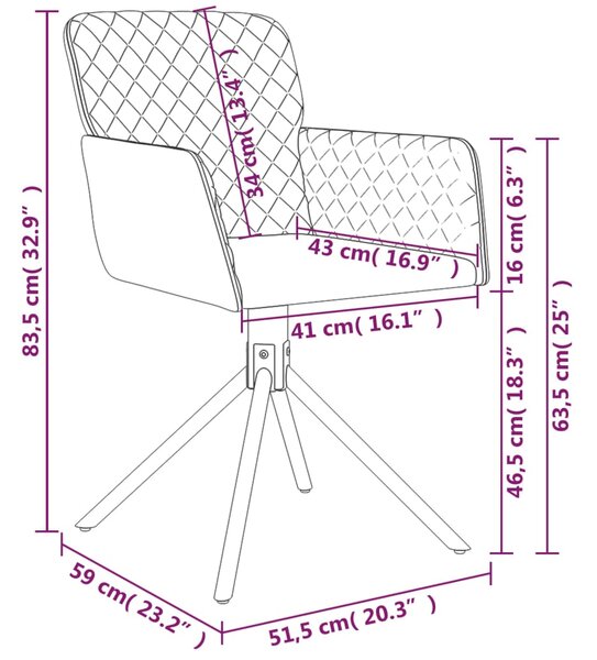 VidaXL Καρέκλες Τραπεζαρίας Περιστρεφόμενες 2 τεμ. Μαύρες Βελούδινες