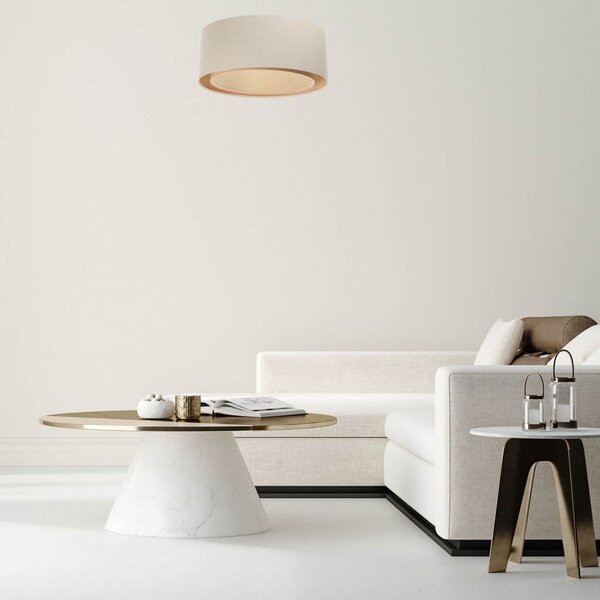 Maco Design Κρεμαστό φωτιστικό Boho, κρεμ/μπεζ, Ø 50 cm, ύψος 20 γιούτα, ρυθμιζόμενος, Μπεζ, Σαλόνι / τραπεζαρία, Ύφασμα / Κλωστοϋφαντουργία