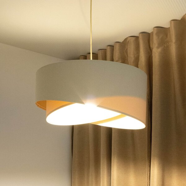 Maco Design Μπόχο κρεμαστό φωτιστικό, κρεμ/μπεζ, Ø 50 cm, ύψος 23 λινό, ρυθμιζόμενος, Μπεζ, Σαλόνι / τραπεζαρία, Ύφασμα / Κλωστοϋφαντουργία