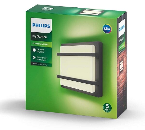 Philips 17394/93/P0 - Εξωτερικό επιτοίχιο φωτιστικό LED PETRONIA LED/12W IP44