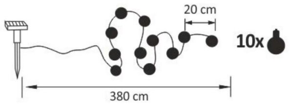 LED Ηλιακά διακοσμητικά λαμπάκια LED/1,2V 3,8 m IP44