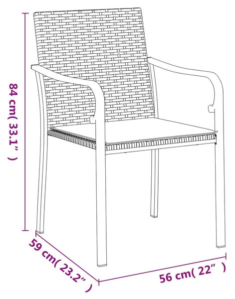VidaXL Σετ Τραπεζαρίας Κήπου 5 τεμ. Συνθ. Ρατάν / Ατσάλι με Μαξιλάρια