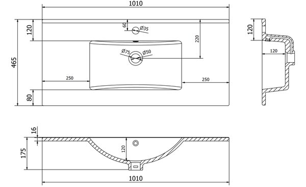 Mexen Atena νιπτήρας ενσωματωμένος στον πάγκο 101 x 46 εκ., λευκός - 25011000