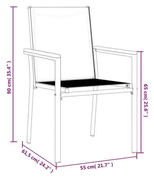 VidaXL Καρέκλες Κήπου 4 τεμ. Μαύρες 55x61,5x90 εκ από Textilene/Ατσάλι