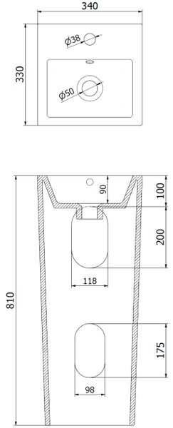 Mexen Sira ελεύθερη στήλη νιπτήρα 34 x 33 cm, λευκό - 26023300
