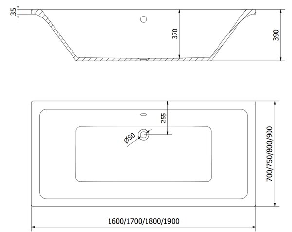 Mexen Cube μπανιέρα ορθογώνια 160 x 70 cm, λευκή - 55051607000