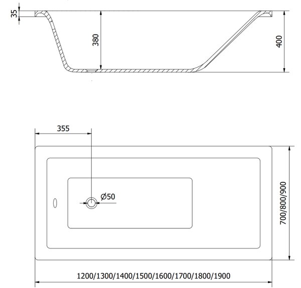 Mexen Cubik ορθογώνια μπανιέρα 150 x 70 cm με επένδυση και μονόφυλλο παραβάν 70
