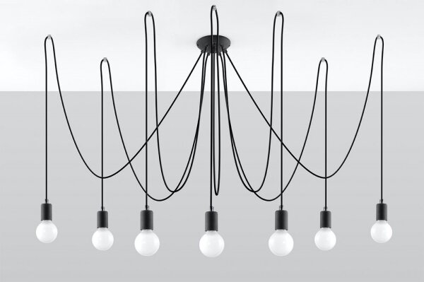 Πολύφωτο σε σχοινί EDISON 7 7xE27/60W/230V μαύρο