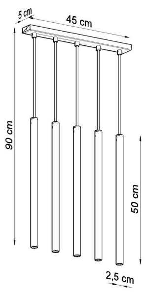 Sollux SL.0472 - Κρεμαστό φωτιστικό οροφής ράγα PASTELO 5 5xG9/8W/230V μαύρο