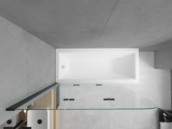 Mexen Cubik Ορθογώνια μπανιέρα 160 x 70 cm με περίβλημα και τρίφυλλο παραβάν 120