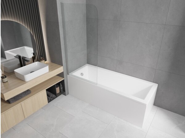 Mexen Cubik ορθογώνια μπανιέρα 150 x 70 cm με επένδυση και μονόφυλλο παραβάν 70