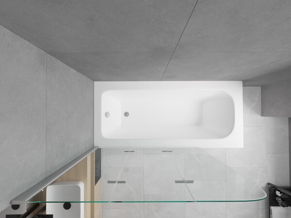 Mexen Vega ορθογώνια μπανιέρα 150 x 70 cm με επένδυση και πτυσσόμενο παραβάν 3