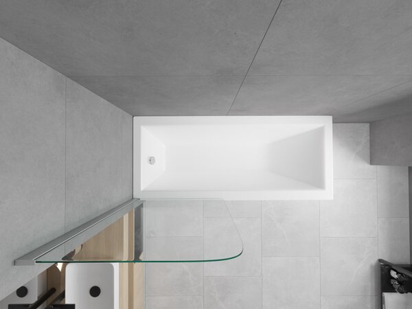 Mexen Cubik ορθογώνια μπανιέρα 150 x 70 cm με επένδυση και μονόφυλλο παραβάν 70