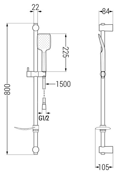 Mexen DF62 Σετ ντους συρόμενο, χρώμιο - 785624582-00