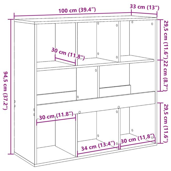 Διαχωριστικό Χώρου-Βιβλιοθήκη Μαύρο 100x33x94,5 εκ. Επεξ. Ξύλο - Μαύρο