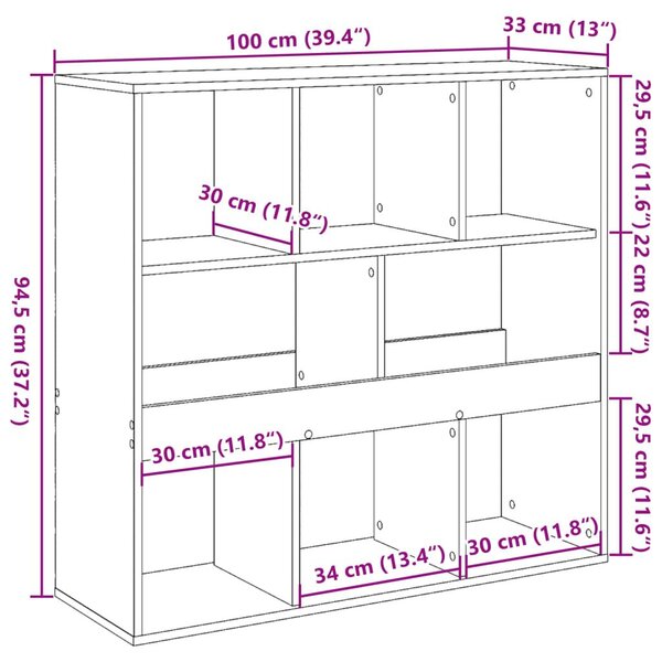 Βιβλιοθήκη/Διαχωριστικό Χώρου Δρυς 100x33x94,5 εκ. Επεξ. Ξύλο - Καφέ