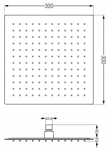 Mexen Cube DR02 ενδοδαπέδιο σετ ντους με κεφαλή ντους 30 εκ., μαύρο - 77502DR0230-70