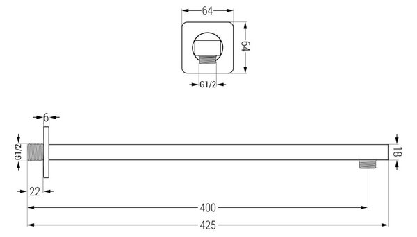 Mexen Cube DR02 ενδοδαπέδιο σετ ντους με κεφαλή ντους 30 εκ., μαύρο - 77502DR0230-70