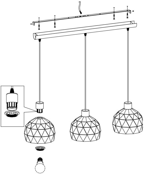 Eglo 97857 - Πολύφωτο σε σχοινί ROCCAFORTE 3xE14/40W/230V