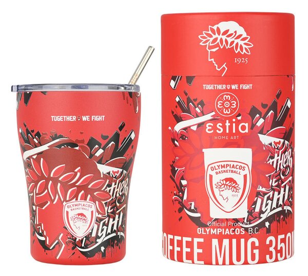 ESTIA ΘΕΡΜΟΣ COFFEE MUG OLYMPIACOS BC EDITION TOGETHER WE FIGHT 350ml