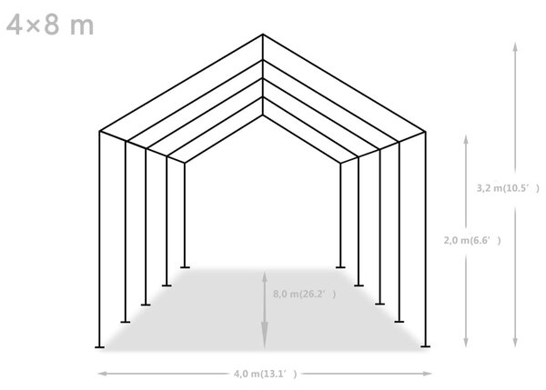 VidaXL Τέντα Εκδηλώσεων Γκρι 4 x 8 μ. από Πολυαιθυλένιο