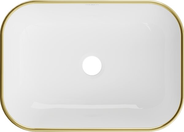 Mexen Rita επιτραπέζιος νιπτήρας 45 x 32 cm, λευκός/χρυσό χείλος - 21084505