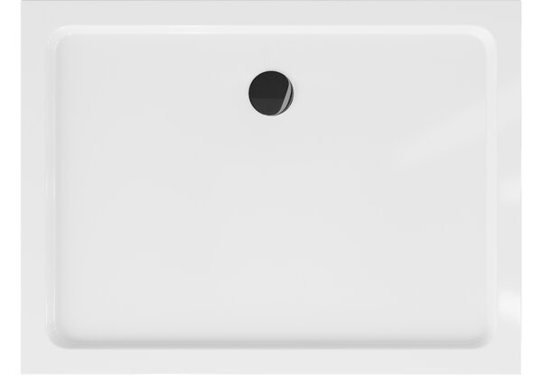 Mexen Flat ορθογώνιος δίσκος ντους slim 80 x 70 εκ., λευκός, μαύρο σιφόνι - 40107080B