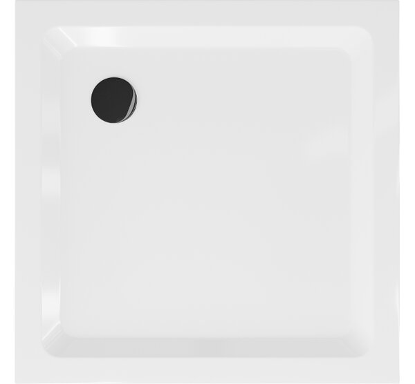 Mexen Flat τετράγωνος ντους Slim 90 x 90 cm, λευκός, μαύρο σιφόνι - 40109090B