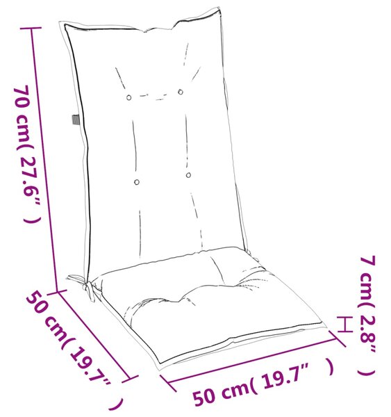VidaXL Μαξιλάρια Καρέκλας Κήπου με Πλάτη 2 τεμ. Κρεμ 120x50x7 εκ