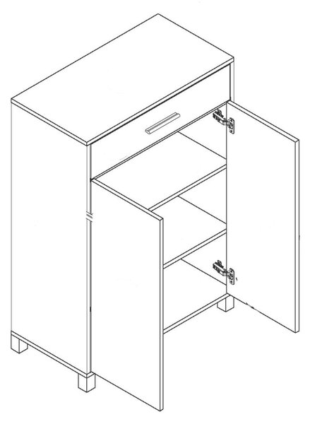 Μπουφές/Συρταριέρα από Ξύλο ORION Λευκό 72x37x106cm