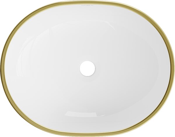 Mexen Viki νιπτήρας επιτραπέζιος 48 x 35 cm, λευκός/χρυσό χείλος - 21054805