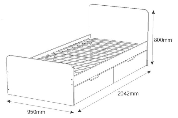 Παιδικό Κρεβάτι DIVONI γιά Στρώμα 200x90 cm Γκρι