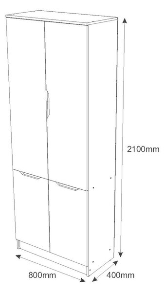 Δίφυλλη Ντουλάπα DIVONI 80x40x210cm