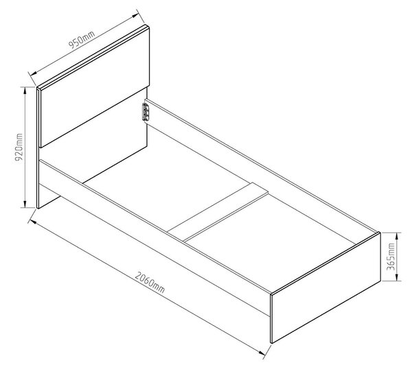 Παιδικό Κρεβάτι REVEN γιά Στρώμα 200x90 cm Λευκό με Καφέ Προσκέφαλο