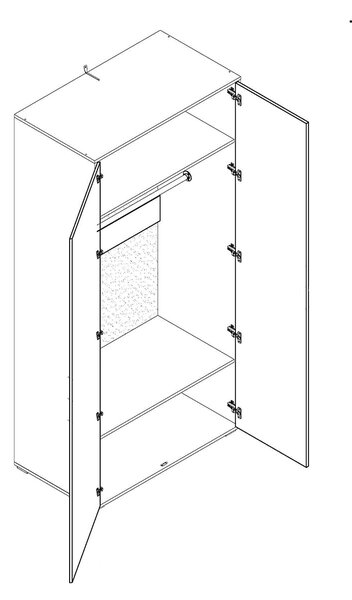 Δίφυλλη Ντουλάπα PIXIE Φυσική-Λευκή 100x55.3x210cm