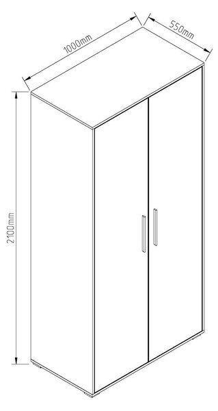 Δίφυλλη Ντουλάπα PIXIE Φυσική-Λευκή 100x55.3x210cm