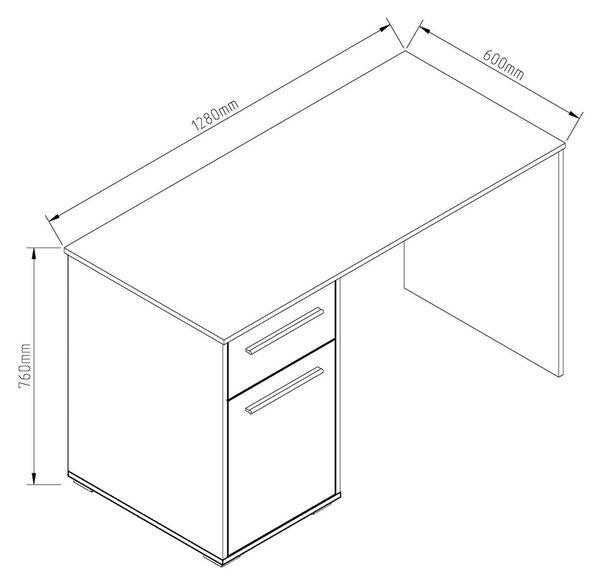 Γραφείο Ξύλινο PIXIE Φυσικό-Λευκό 128x60.5x76