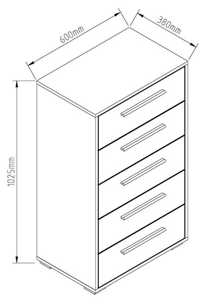 Ξύλινη Συρταριέρα REVEN Λευκή 60x28.3x102.3cm