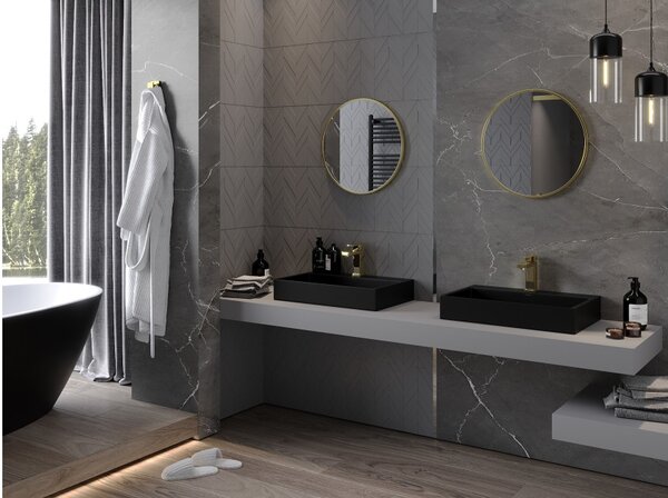 Mexen Loft στρογγυλός καθρέφτης μπάνιου 40 cm, χρυσό πλαίσιο - 9850-040-040-000-50