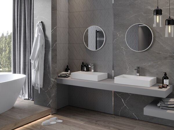 Mexen Loft στρογγυλός καθρέφτης μπάνιου 50 εκ., λευκό πλαίσιο - 9850-050-050-000-20