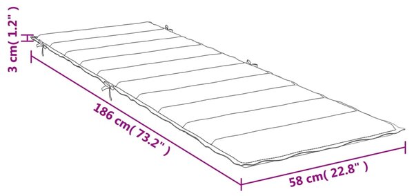 VidaXL Μαξιλάρι Ξαπλώστρας Αν. Πράσινο 186x58x3 εκ. από Ύφασμα Oxford