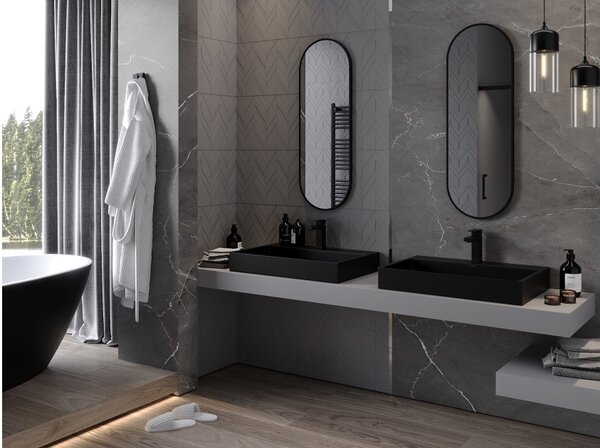Mexen Loft οβάλ καθρέφτης μπάνιου 100 x 35 cm, μαύρο πλαίσιο - 9851-100-035-000-70