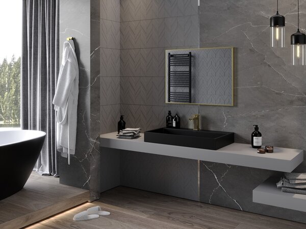 Mexen Loft ορθογώνιος καθρέφτης μπάνιου 80 x 60 εκ., χρυσό πλαίσιο - 9852-080-060-000-50