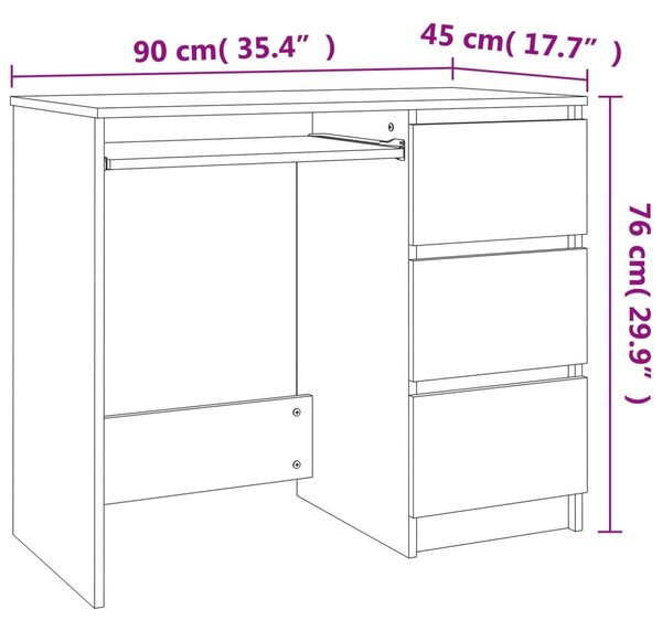 VidaXL Γραφείο Λευκό 90 x 45 x 76 εκ. από Επεξ. Ξύλο