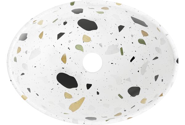 Mexen Elza νιπτήρας επιτραπέζιος 40 x 33 cm, λευκή πέτρα terrazo - 21014083