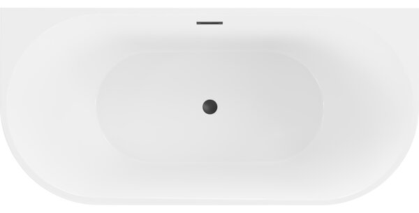 Mexen Oval ελεύθερη μπανιέρα κατά μήκος του τοίχου 180 x 80 cm, λευκή, με μαύρη